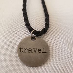 'Travel' stainless steel charm necklace 18"